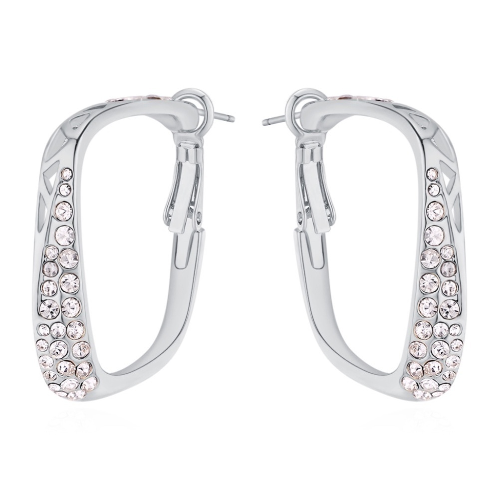 LAST ONE - Clear Swarovski Crystal Rectangular Hoop Earrings